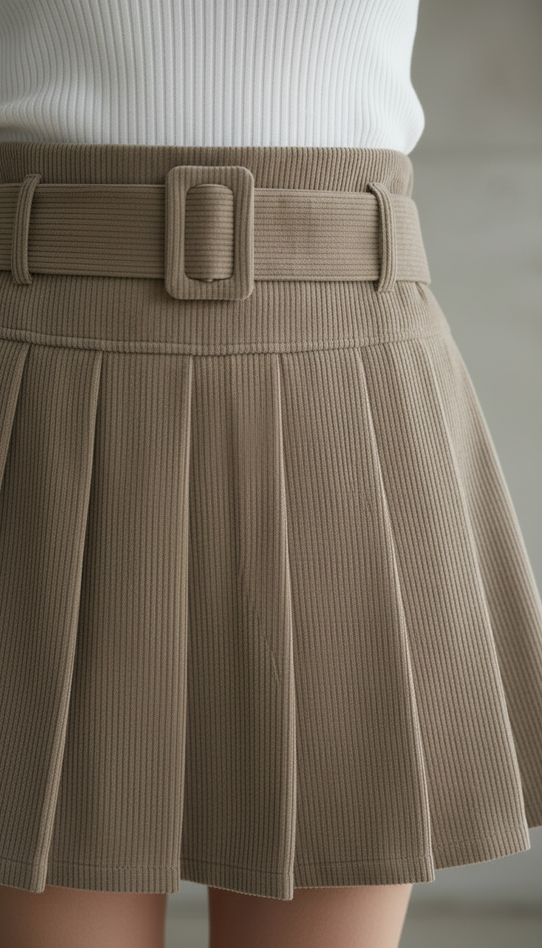 PLEATED MINI SKIRT WITH BELT