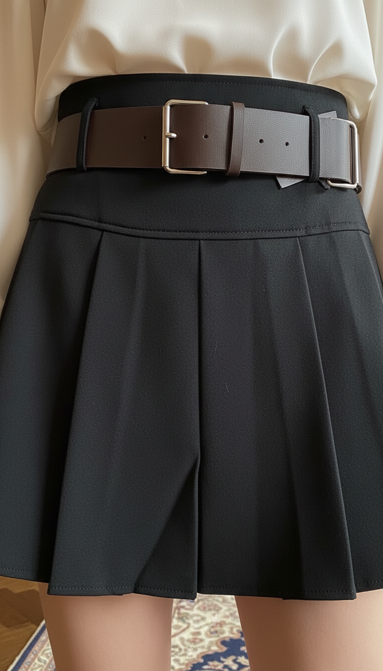 PLEATED MINI SKIRT WITH BELT