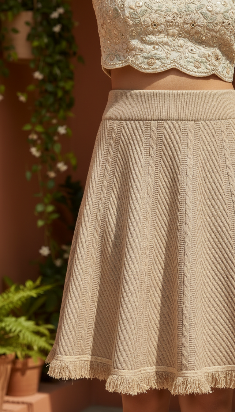 Textured A-Line Skirt
