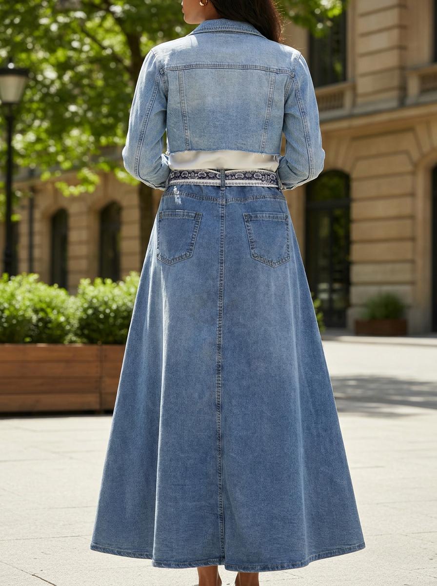 Denim Flared Skirts