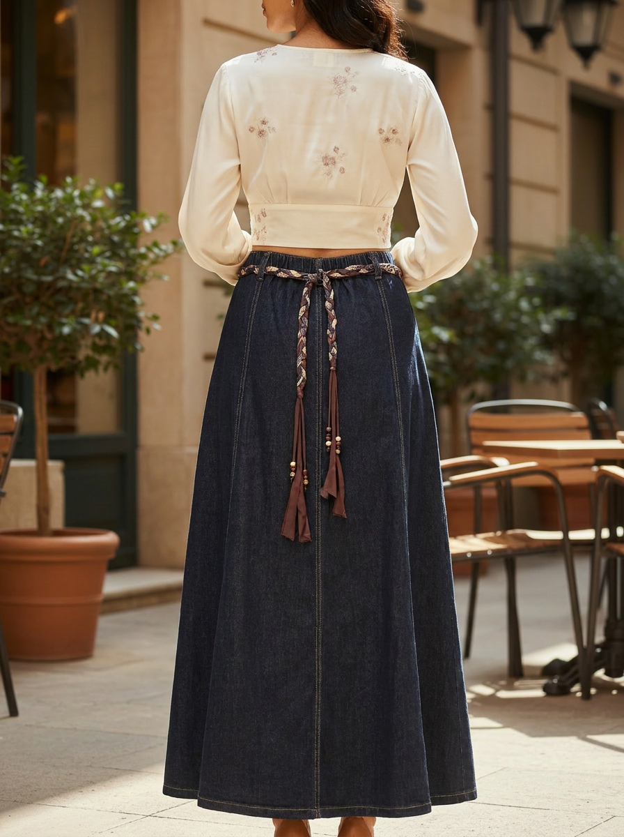 Denim Flared Skirt