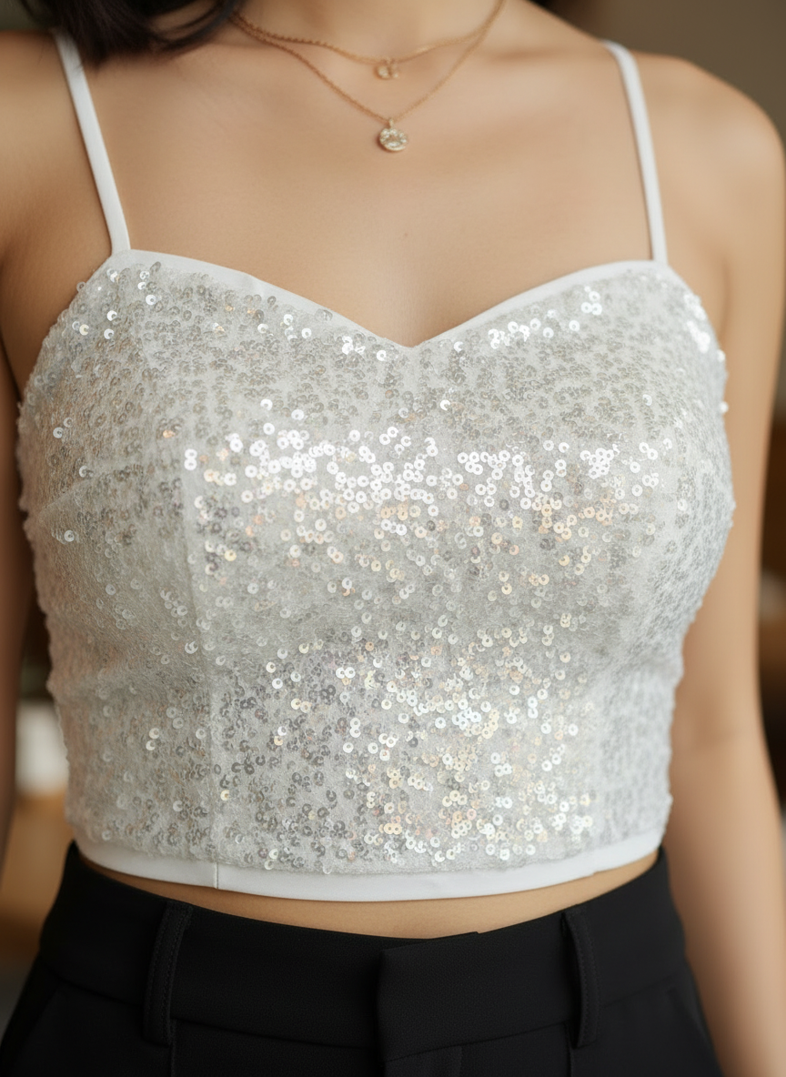 Glam White Padded Tank Top