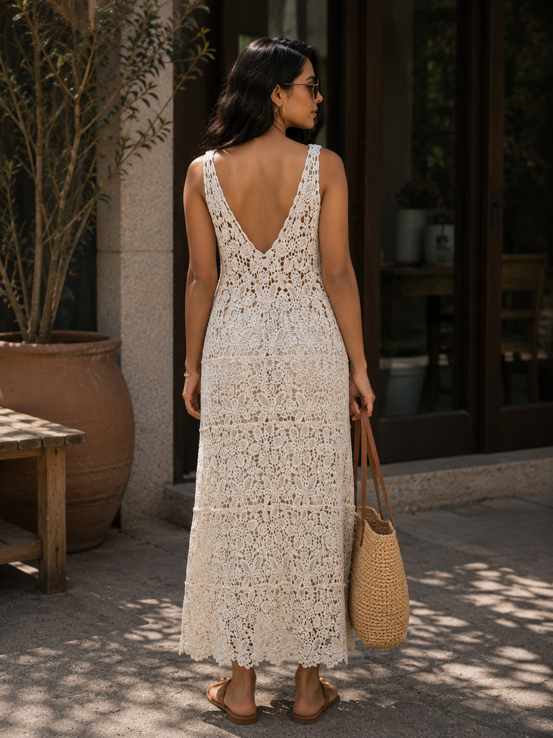Ivory Lace Crochet Maxi Cover-Up
