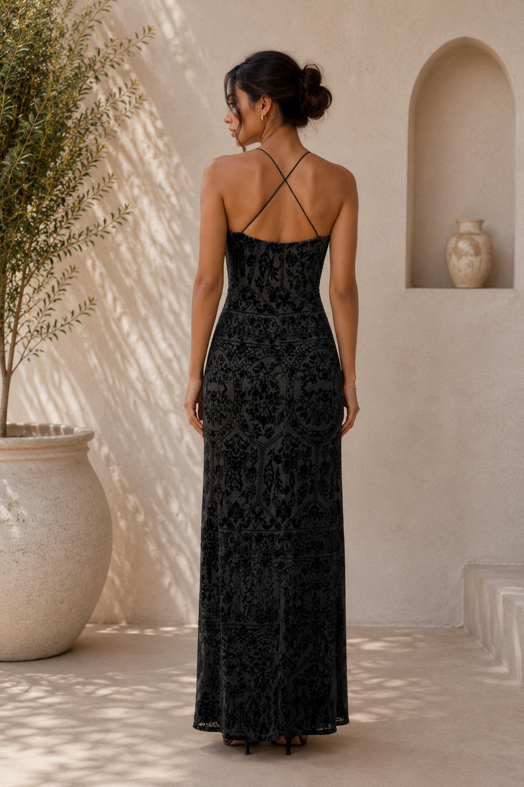 Noir Mosaic Printed Maxi Dress