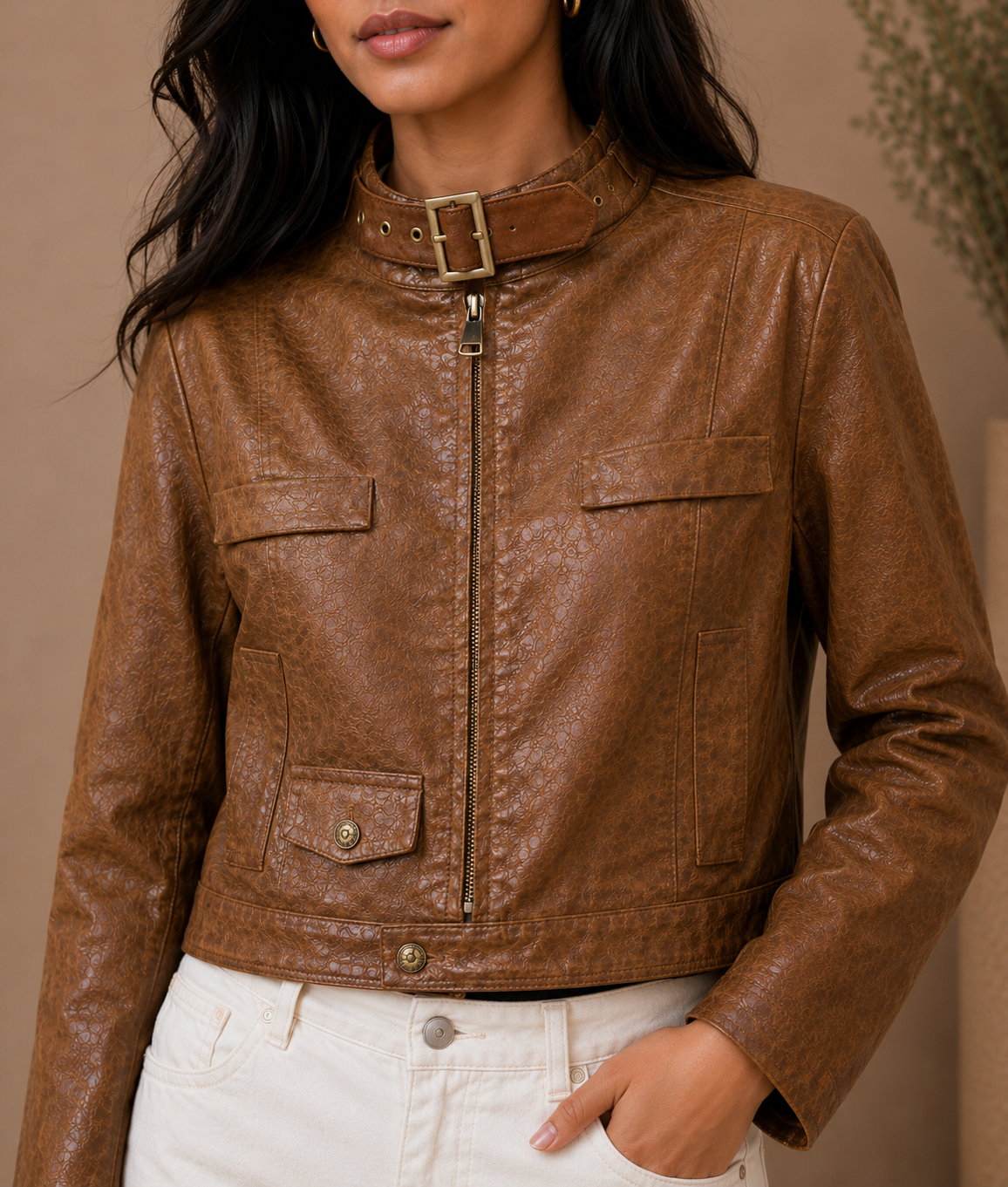 Biker Buckle Neck Jacket