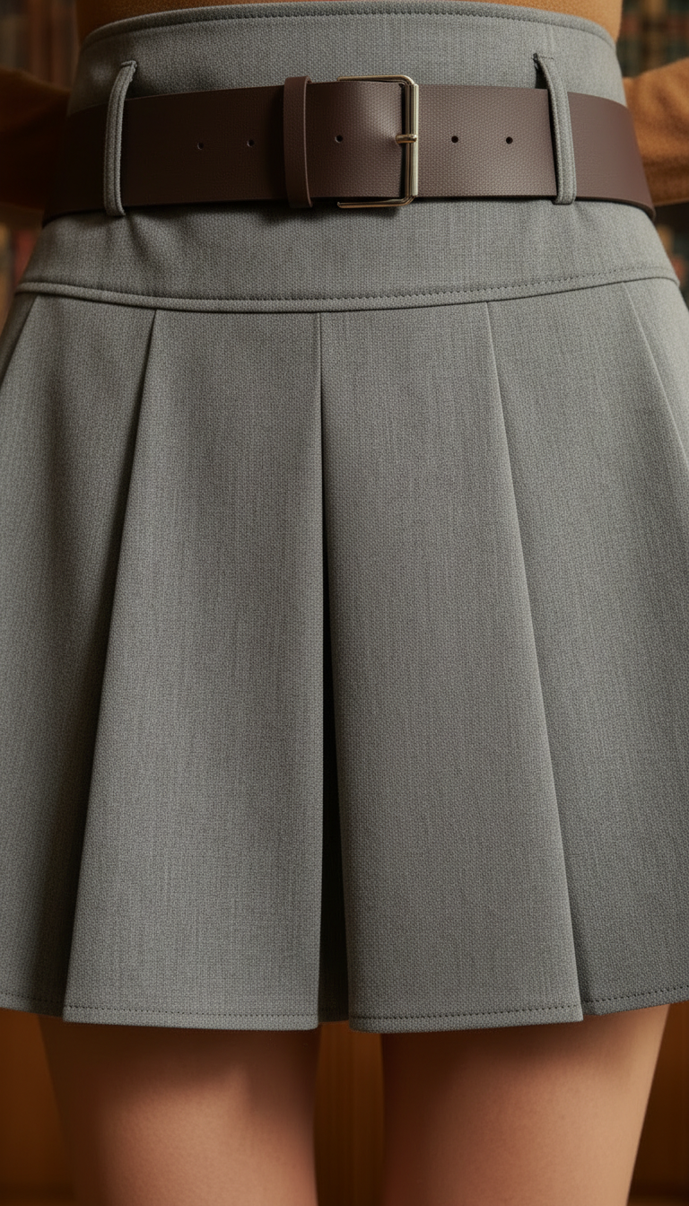 PLEATED MINI SKIRT WITH BELT