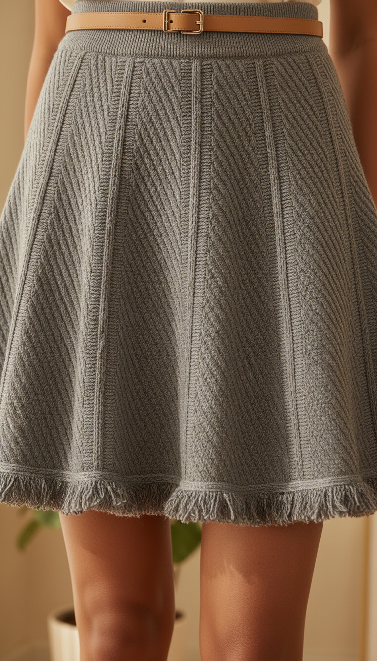 Textured A-Line Skirt