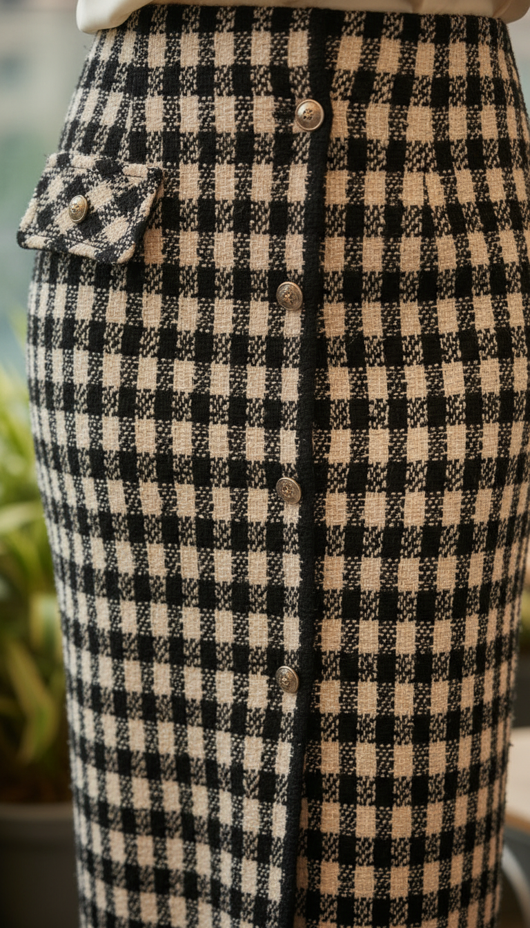 Checked Midi Skirt