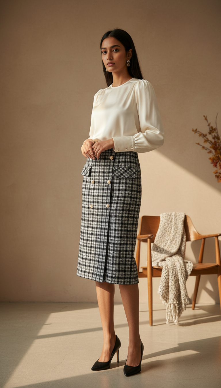 Checked Midi Skirts