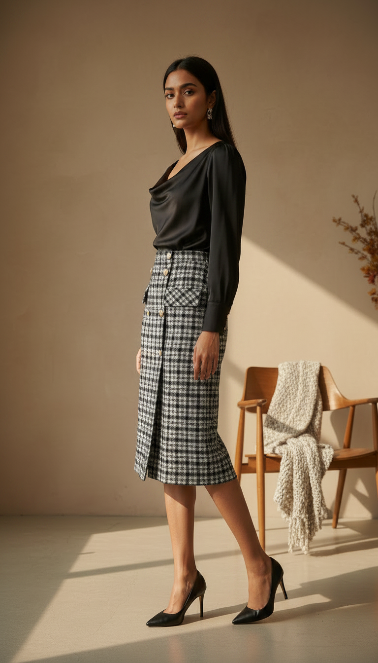 Checked Midi Skirts