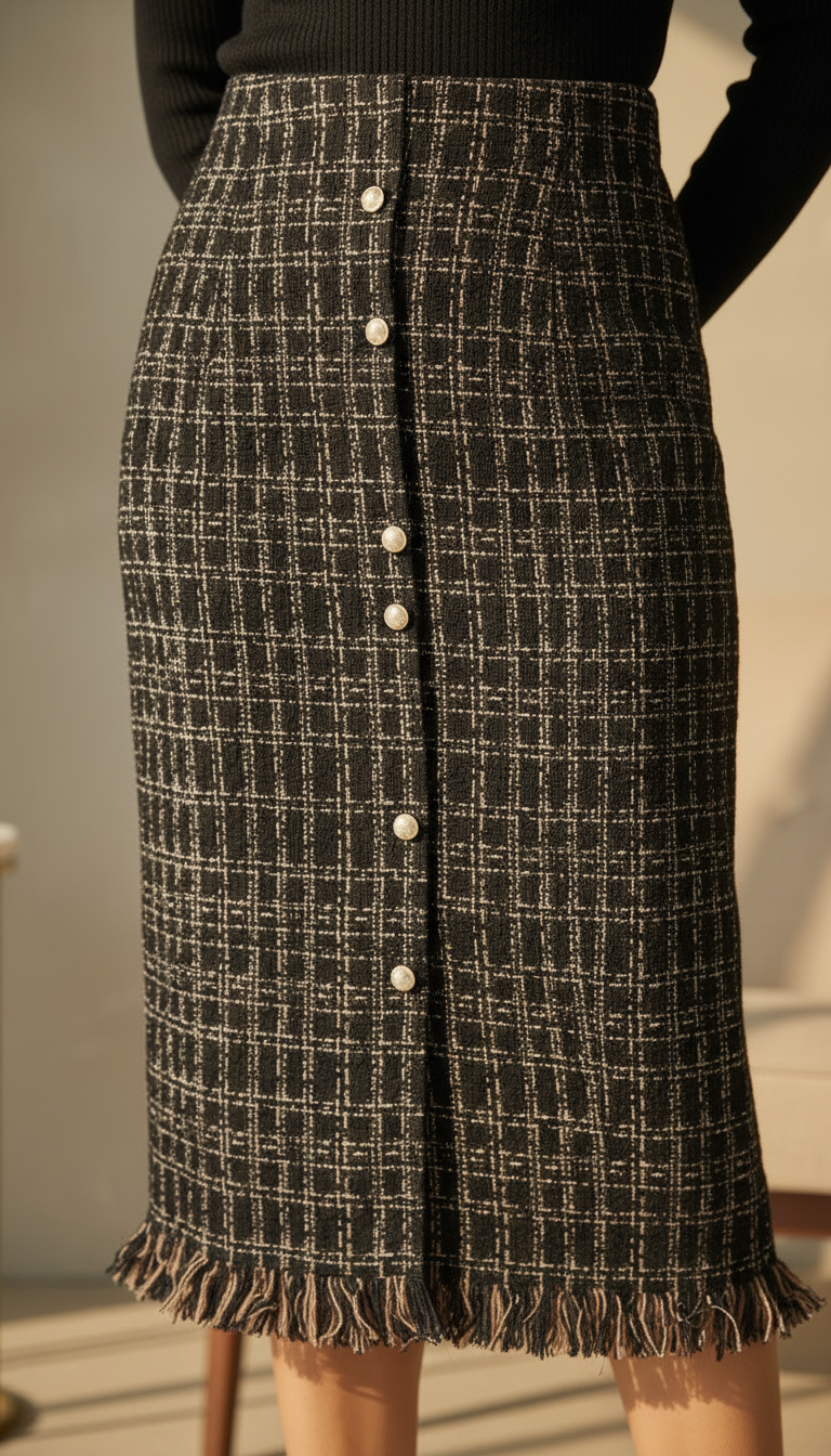 Checked Midi Skirt