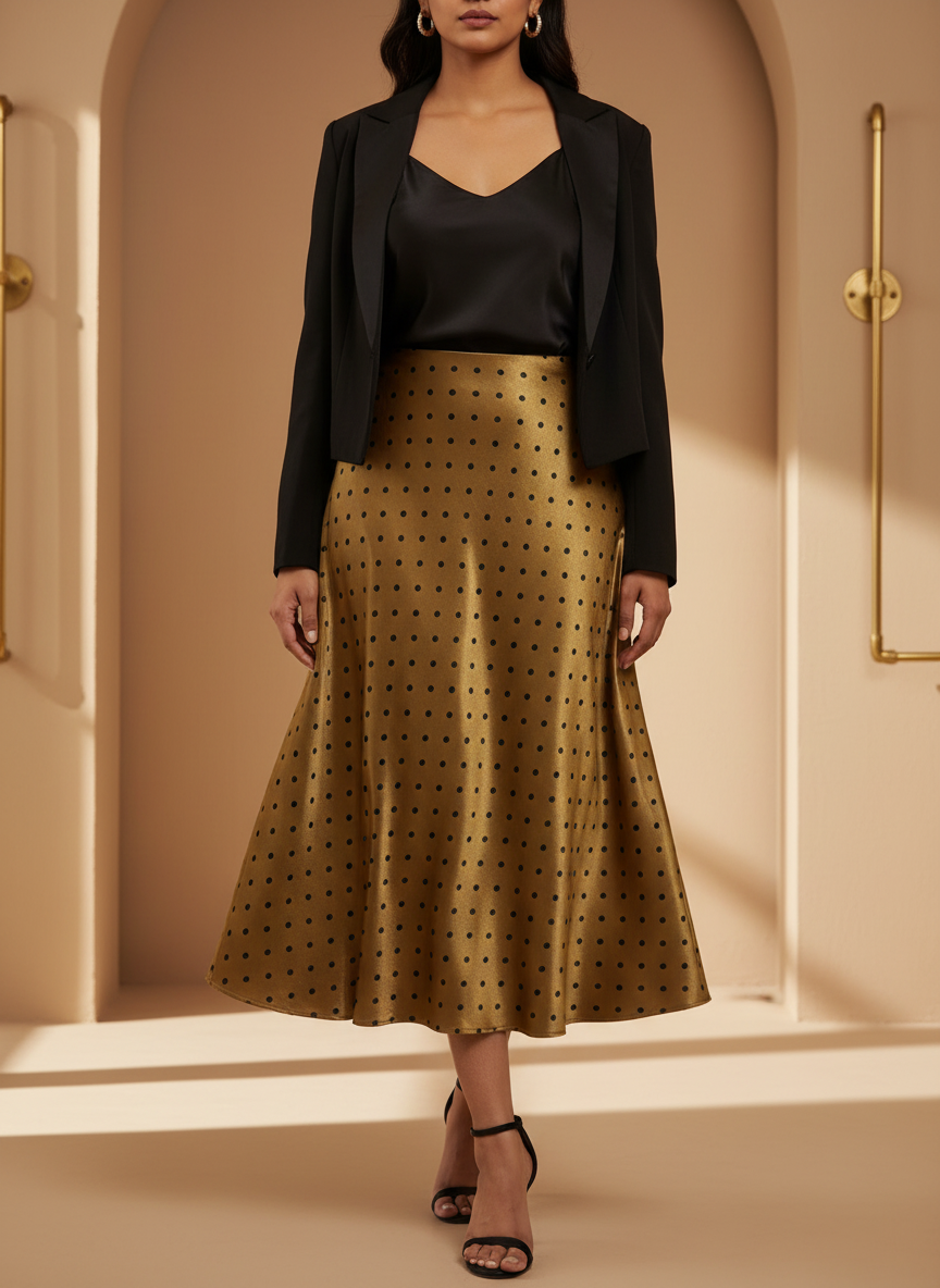Polka Dot Satin Skirt