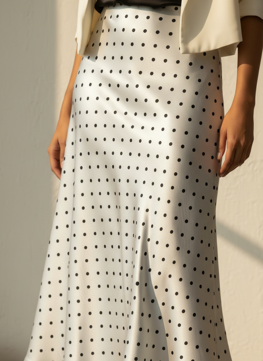 Polka Dot Satin Skirt