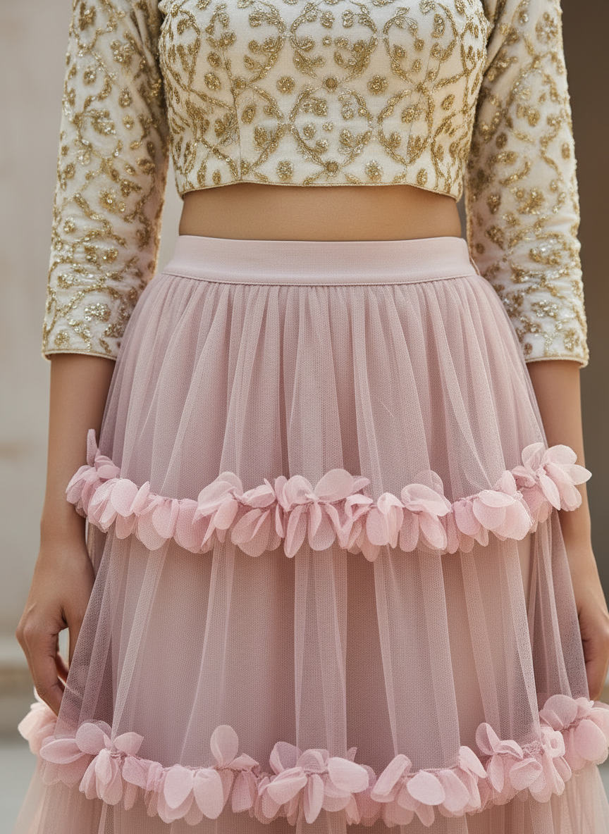 Sheer Mesh Floral Skirt