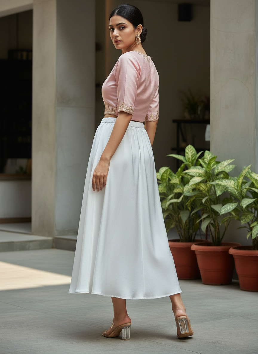 Chic Satin Long Skirt With Elastic
