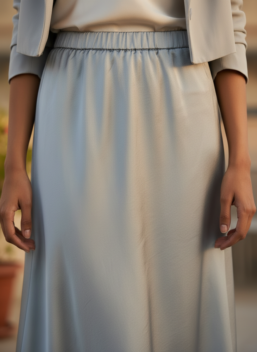 Chic Satin Long Skirt With Elastic