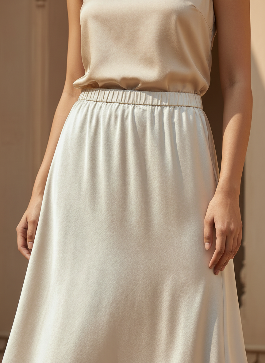 Chic Satin Long Skirt With Elastic