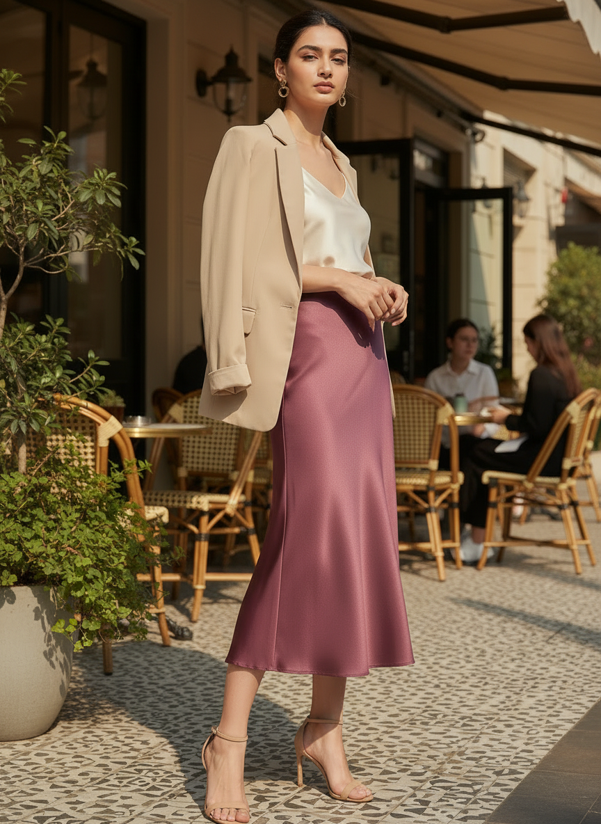 Chic Satin Long Skirt