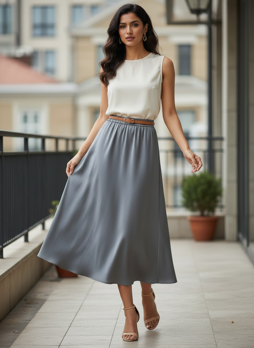 Chic Satin Long Skirt