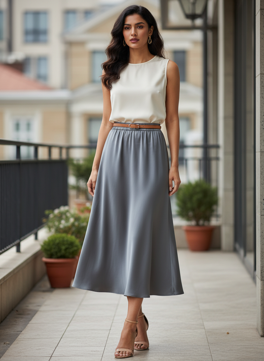Chic Satin Long Skirt