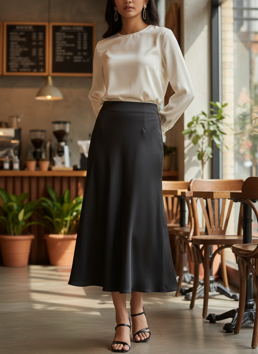 Chic Satin Long Skirt