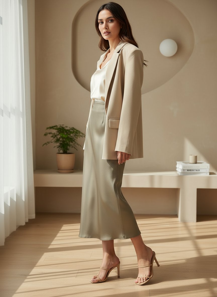 Chic Satin Long Skirt