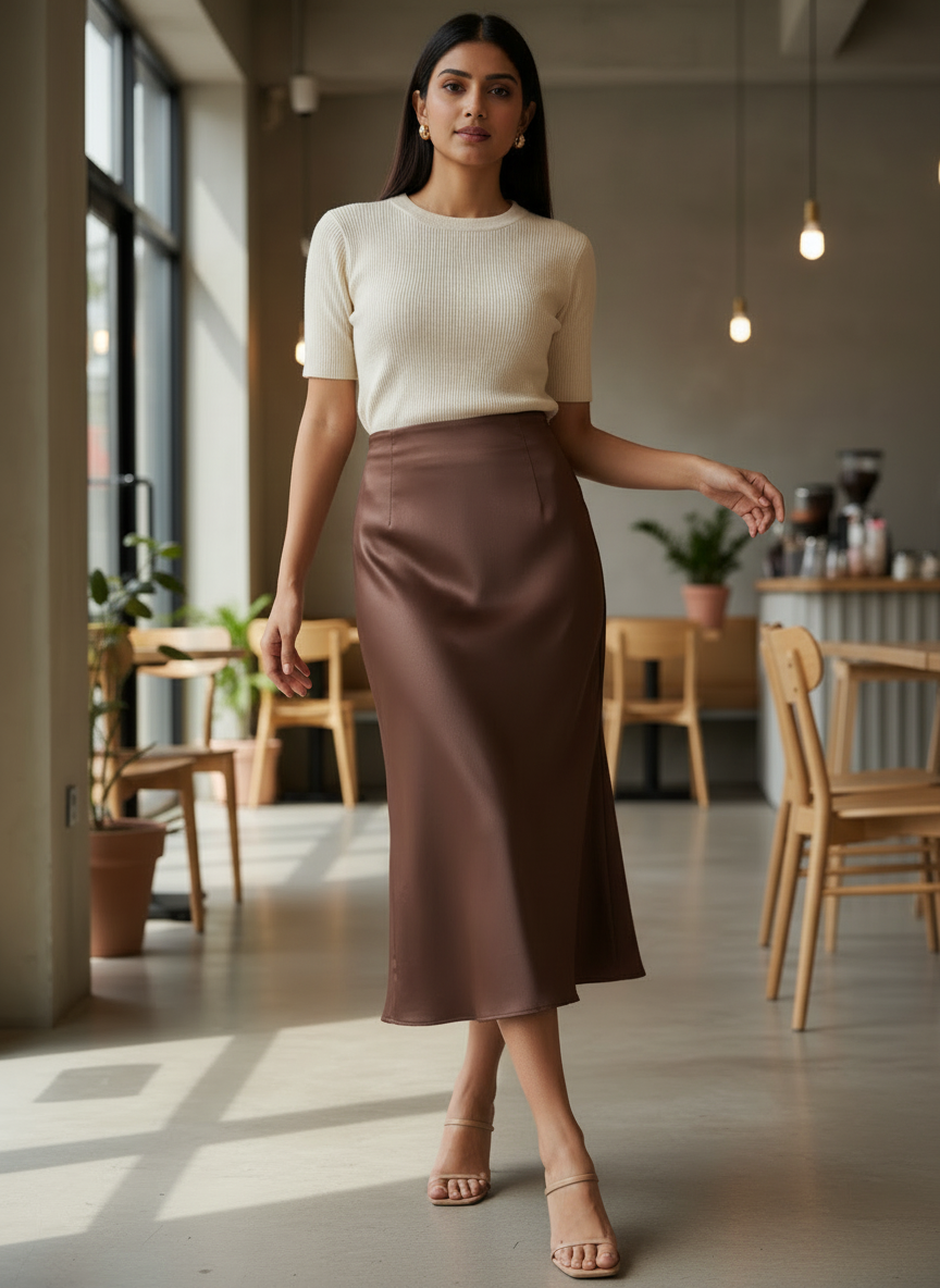 Chic Satin Long Skirt