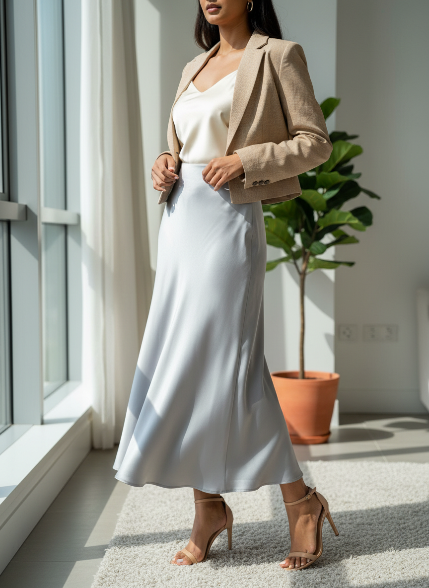 Chic Satin Long Skirt