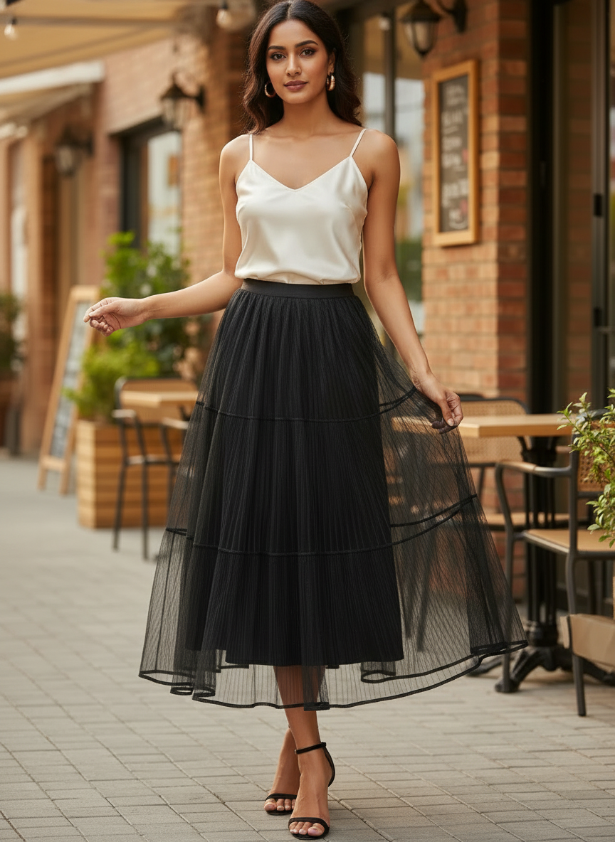 Mesh Maxi Skirt