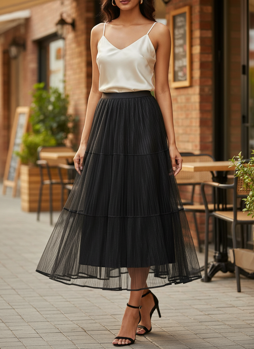 Mesh Maxi Skirt