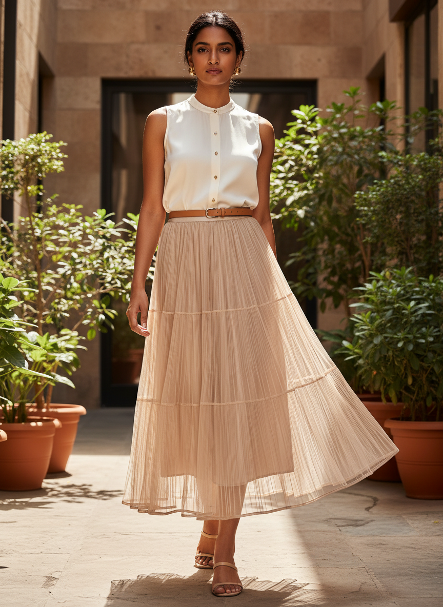 Mesh Maxi Skirt