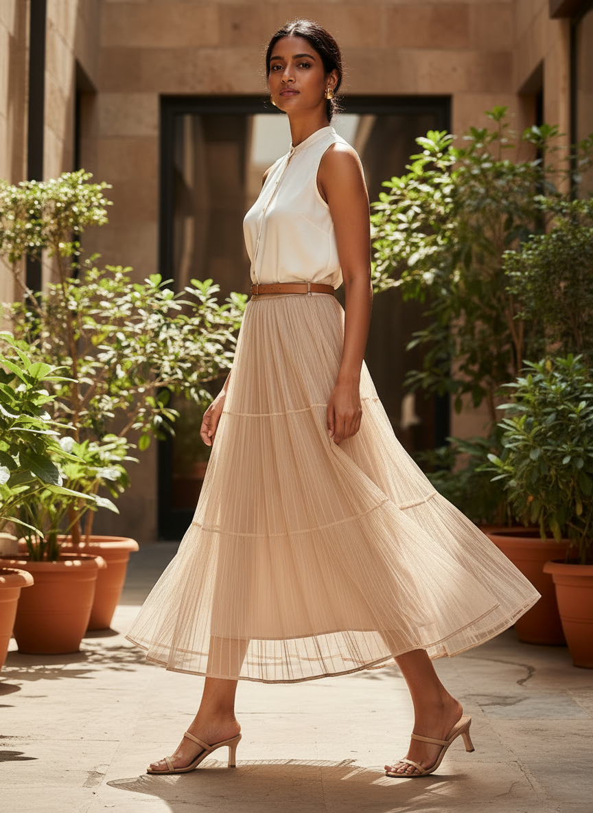 Mesh Maxi Skirt
