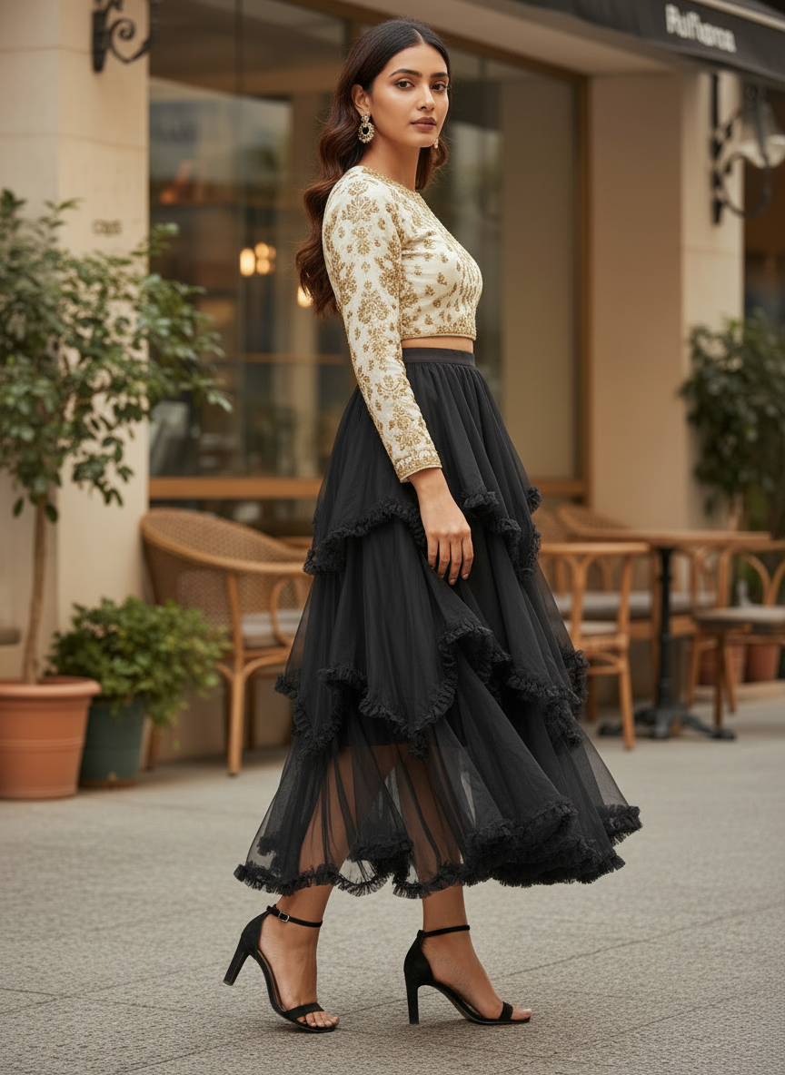 Ruffle Net Skirt