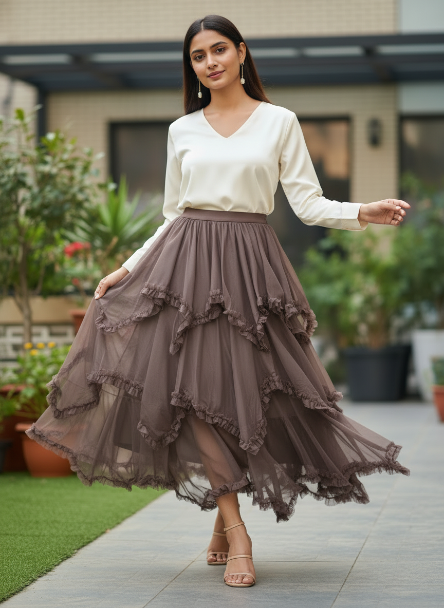 Ruffle Net Skirt