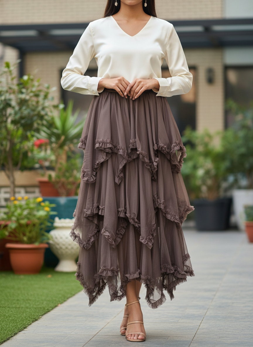 Ruffle Net Skirt