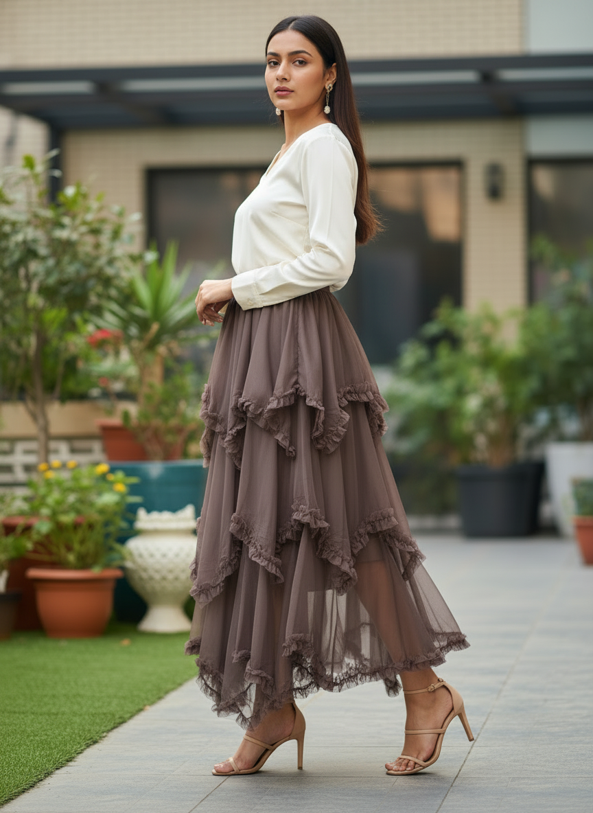 Ruffle Net Skirt