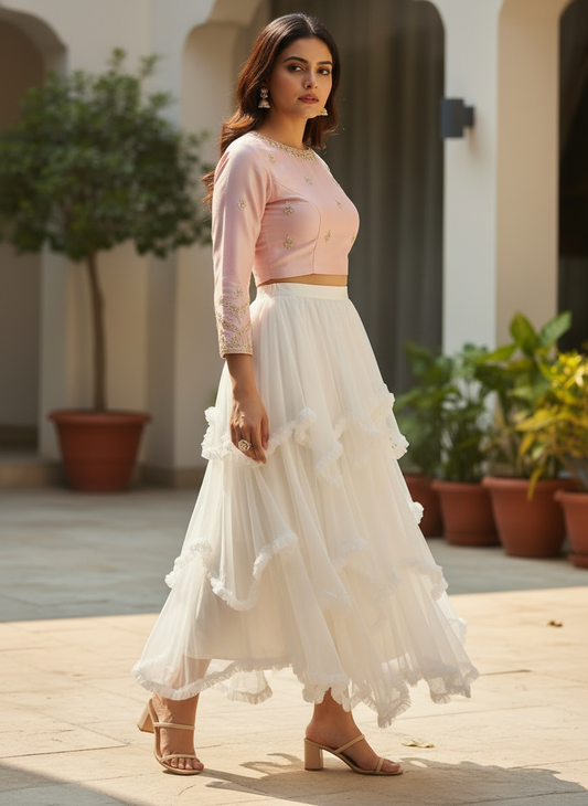 Ruffle Net Skirt