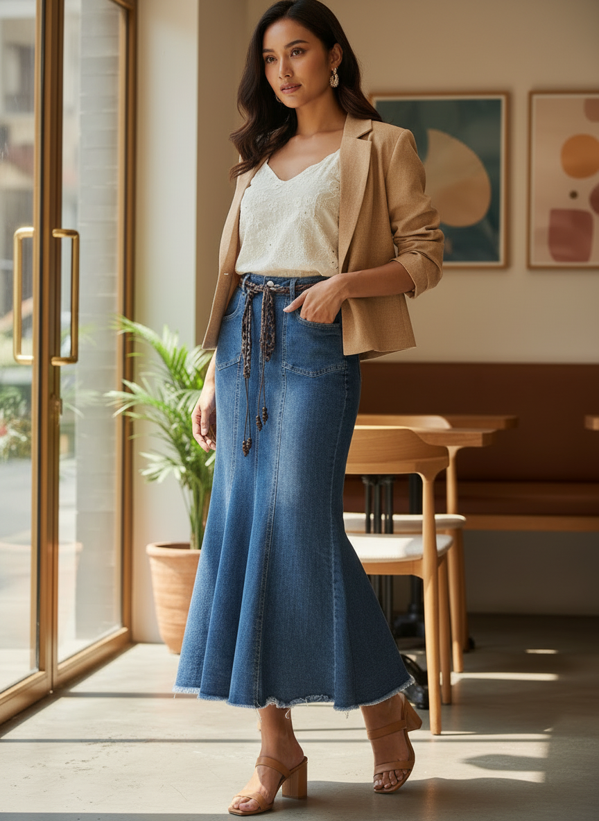Denim Maxi Skirt