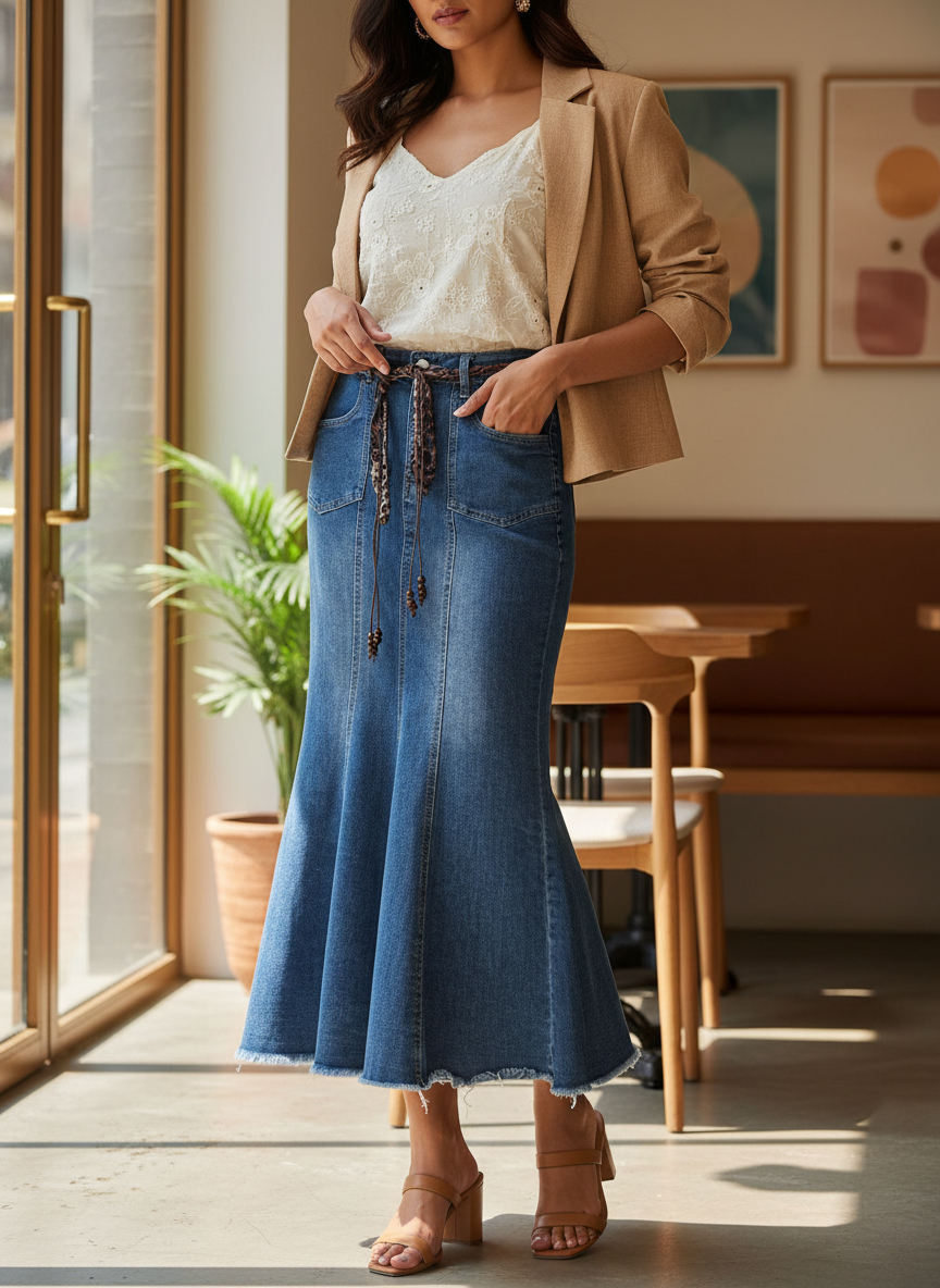 Denim Maxi Skirt