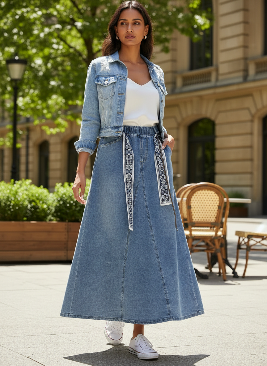 Denim Flared Skirts