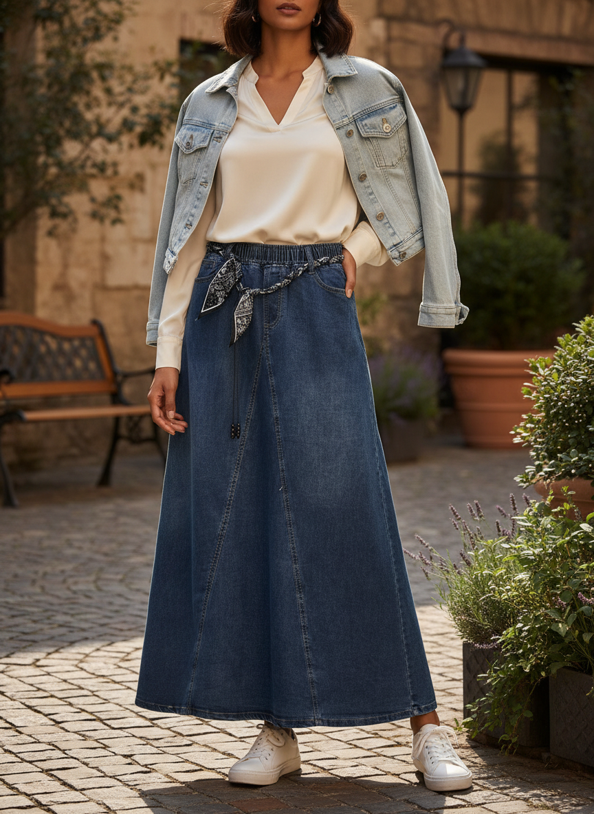 Denim Flared Skirts