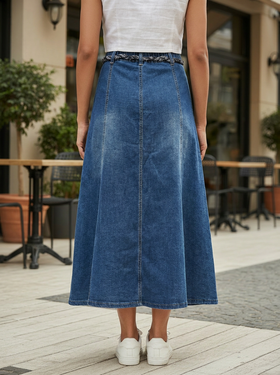 Denim Flared Skirt