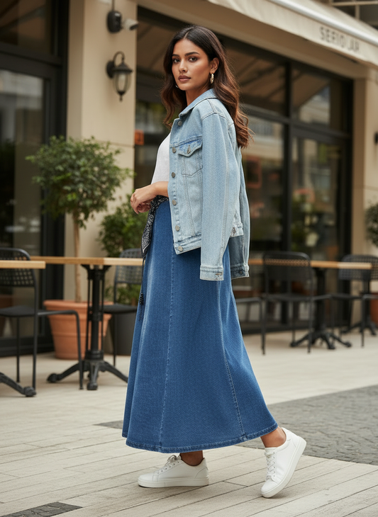 Denim Flared Skirt