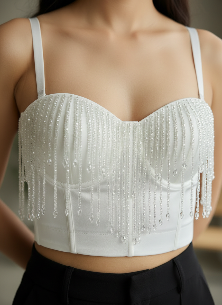 Crystal Fringe Padded Corset Top