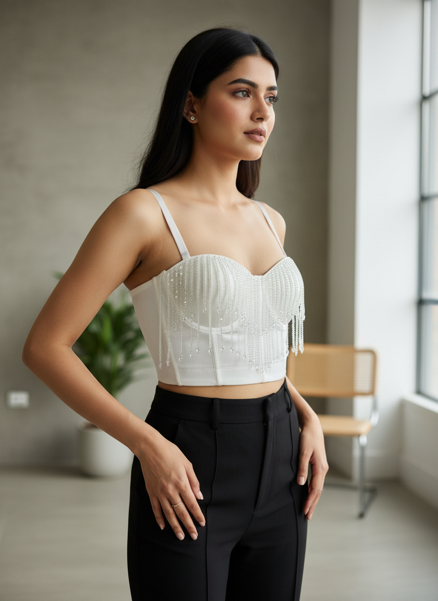 Crystal Fringe Padded Corset Top