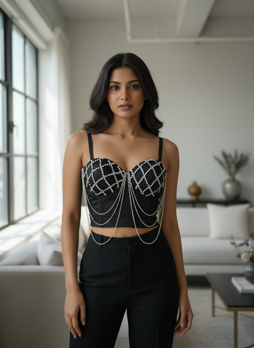 Midnight Chain Padded Corset Top
