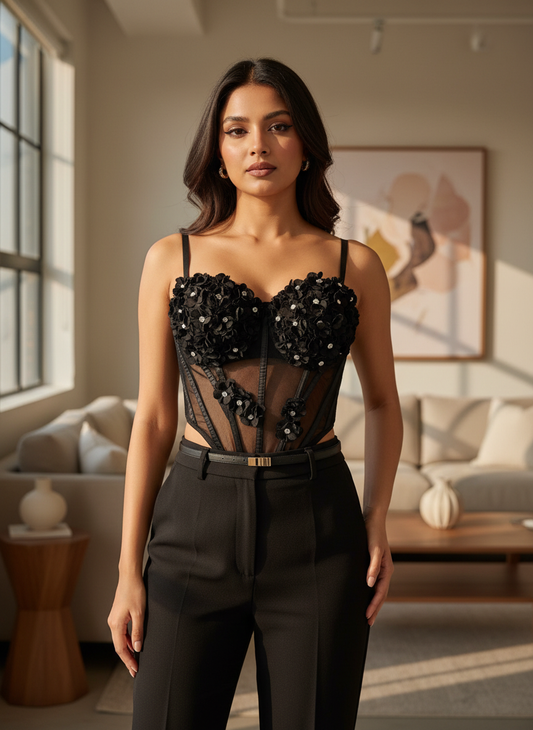 Blossom Sheer Padded Corset Top