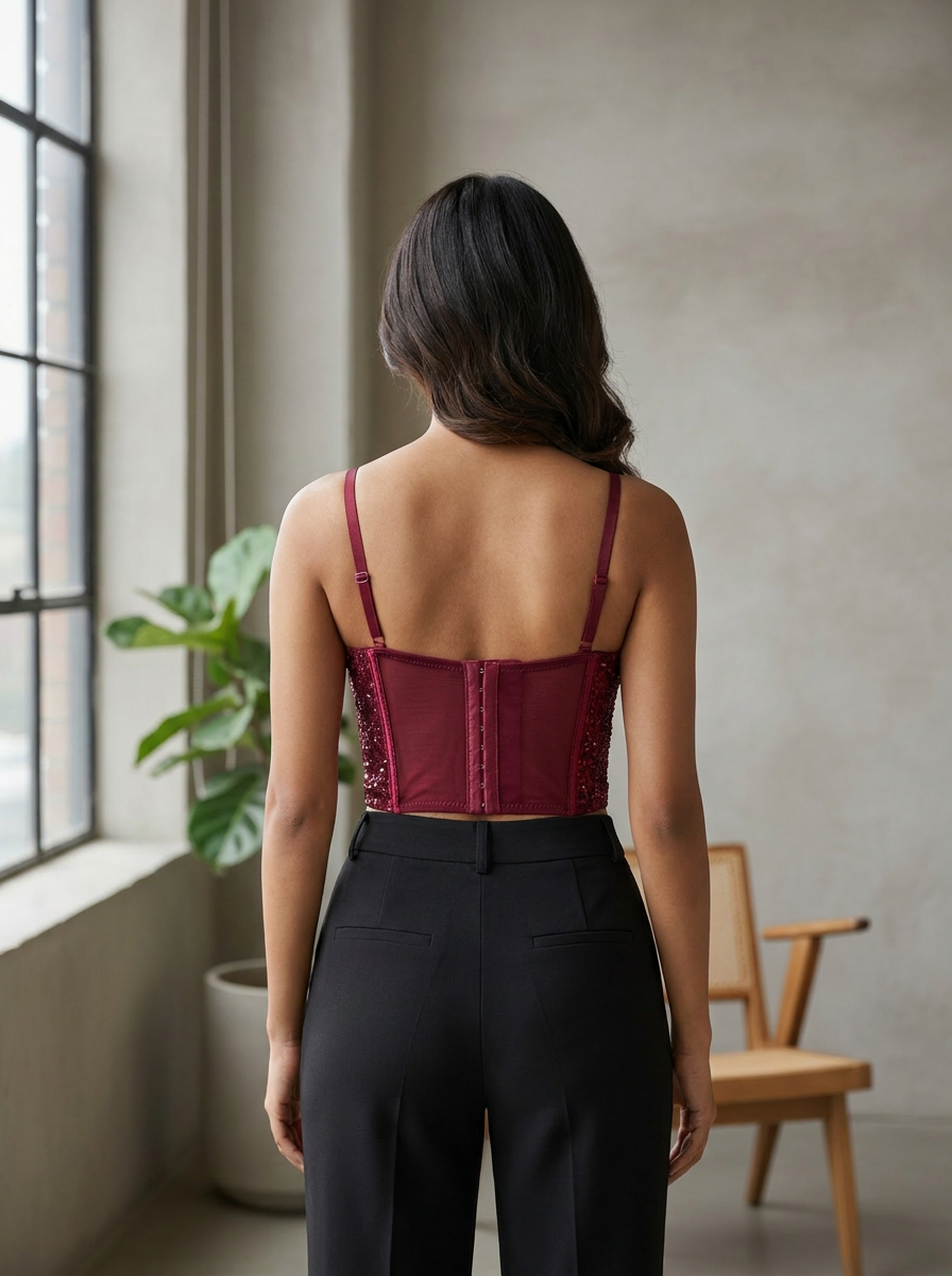 Sequin Padded Corset Top
