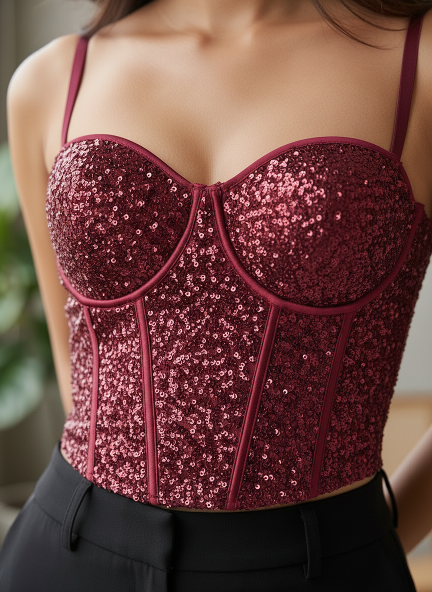 Sequin Padded Corset Top