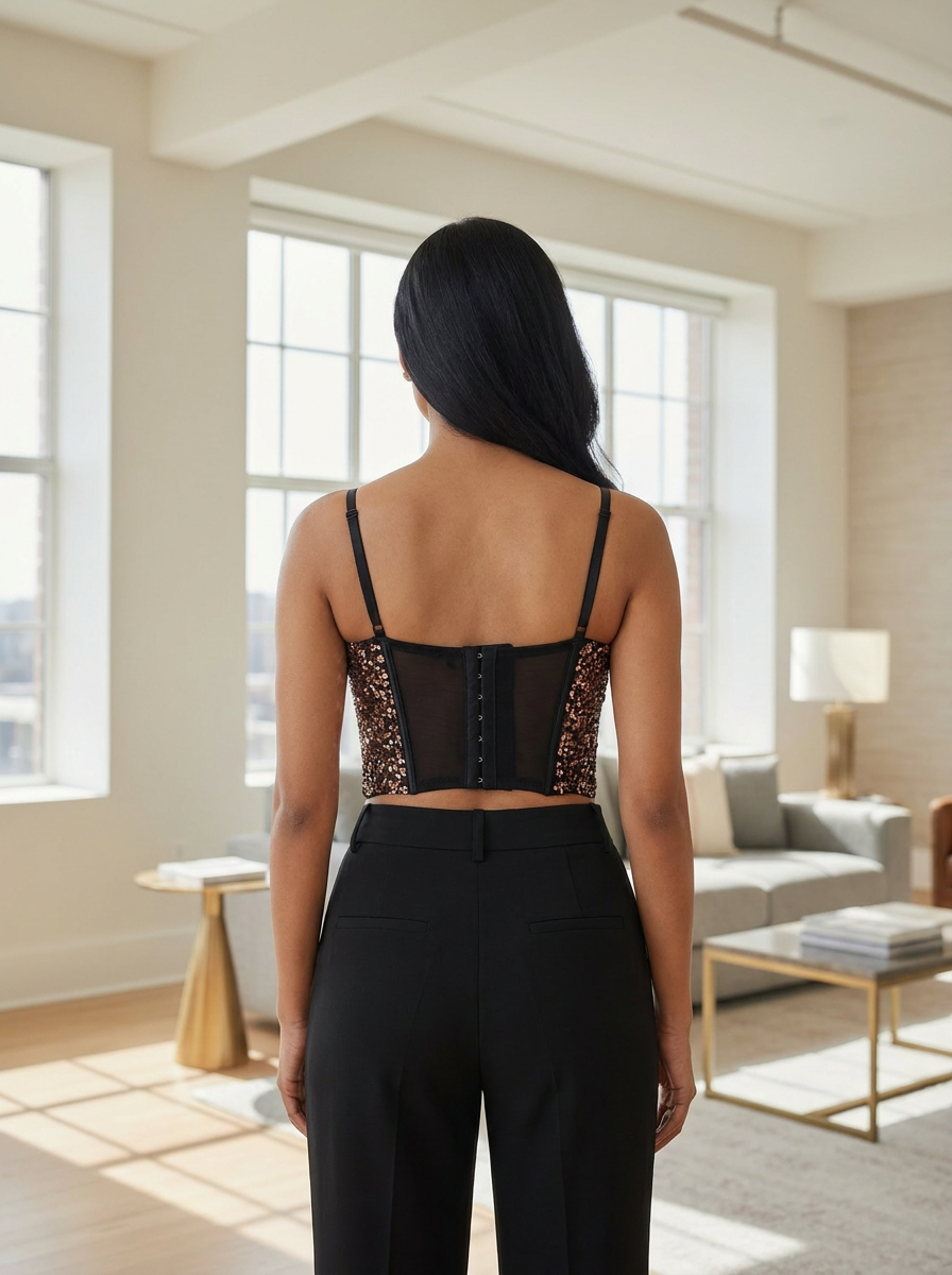 Sequin Padded Corset Top